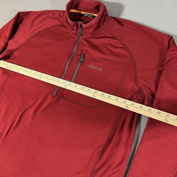 Orvis Horseshoe Hills Fleece Red Quarter Zip Performance Pullover XL - Picture 8 of 10